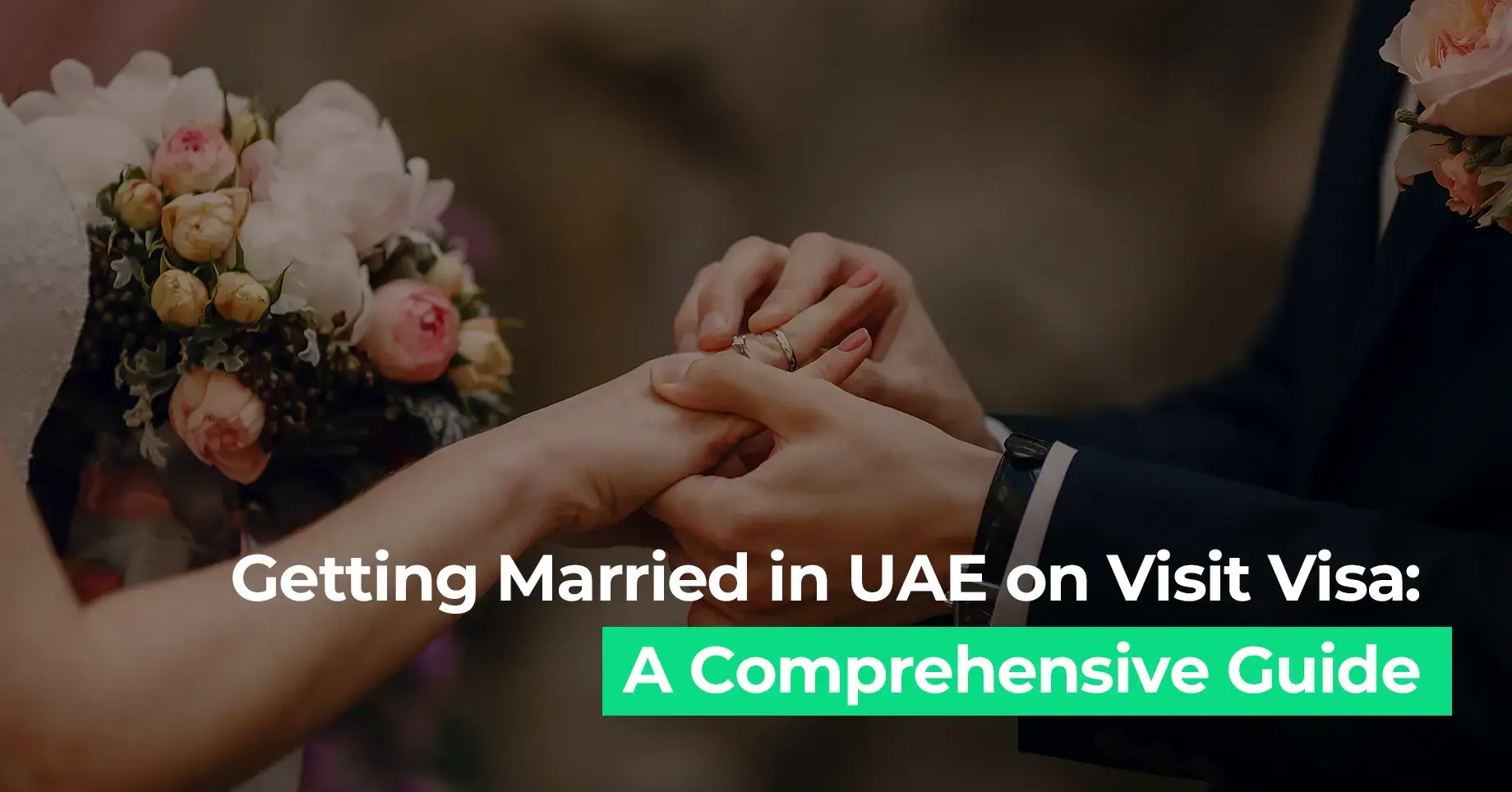 Newlyweds exchanging rings, Getting Married in UAE on Visit Visa guide.